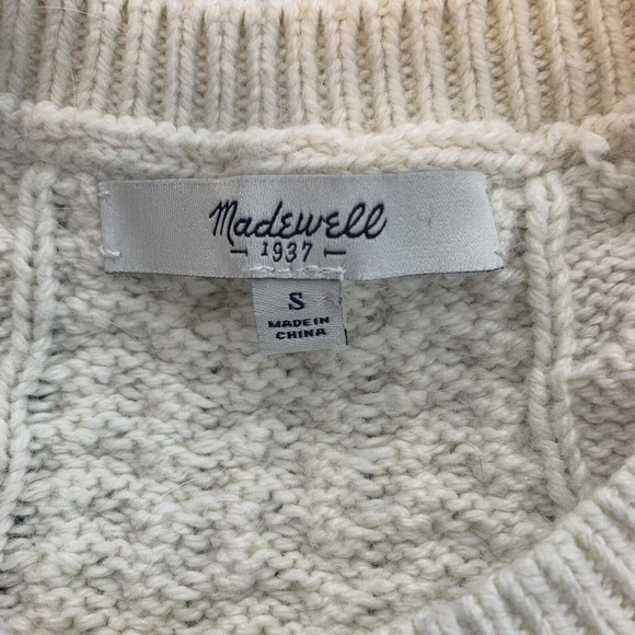 madewell color block crew neck cable knit sweater small - Picture 6 of 7